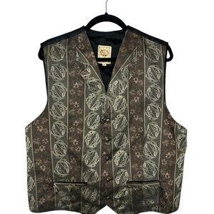 Classic WAH Maker Brown Patterned Men's Vest front buttons